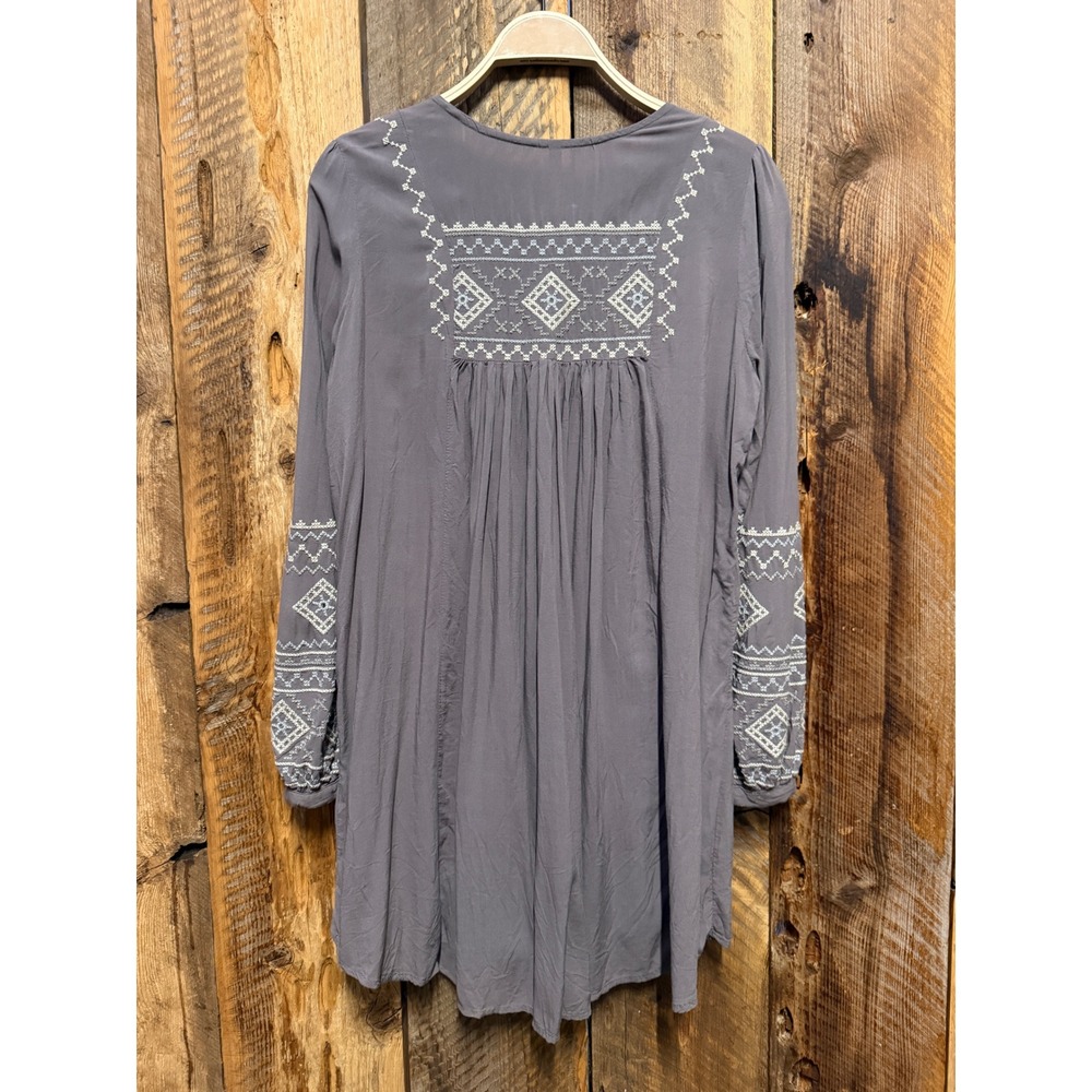 Beautiful Womens L Embroidered Boho Tunic Dress Peasant Cottage Prairie Western